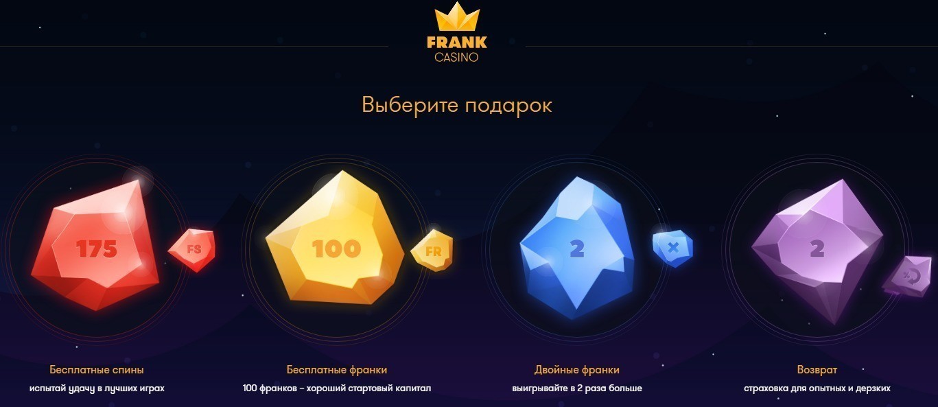 Приветственный бонус в казино Франк