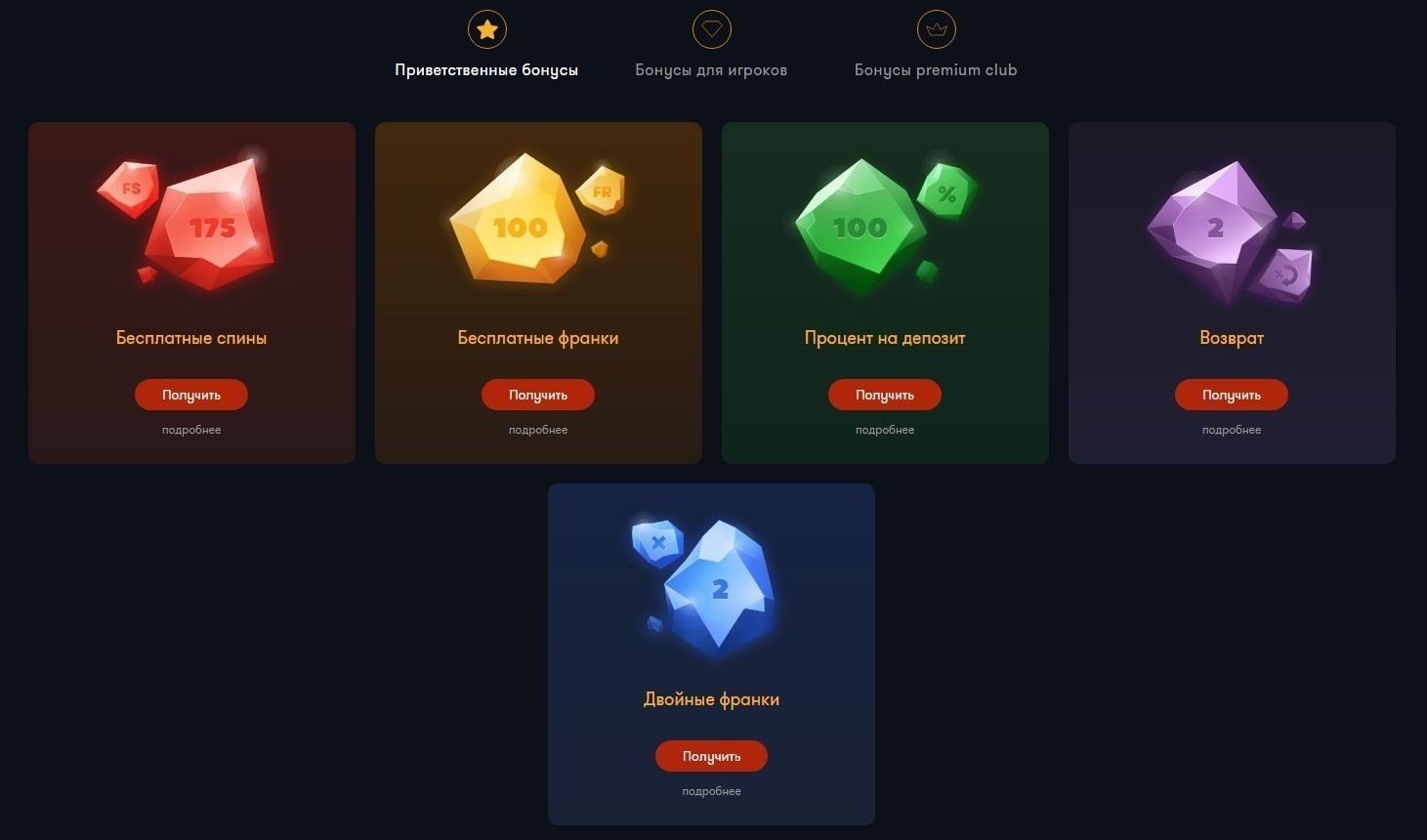 Бонусы за регистрацию в казино